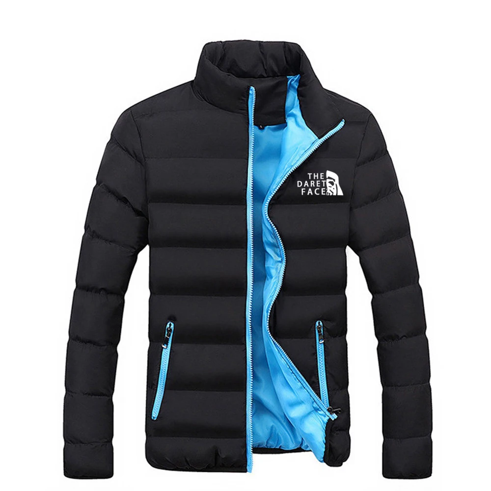 Homens grossos novos casacos parka quentes inverno casual outwear casacos sólida gola masculina windbreak algodão acolchoado par