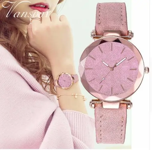 

Dropshipping Women Starry Sky Dial Watch Fashion Luxury Ladies Leather Quartz Wrist Watches Vansvar Brand Relogio Feminino