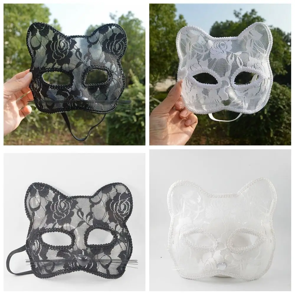 

Animal Cat Face Mask Lace Face Cover Fun Half Face for Female Women