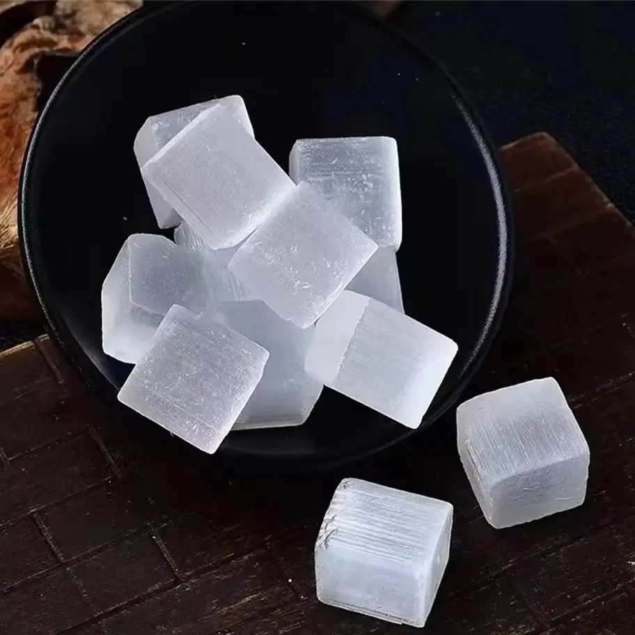 1/3 шт. натуральный белый селенит кубические кристаллы камни рейки исцеление