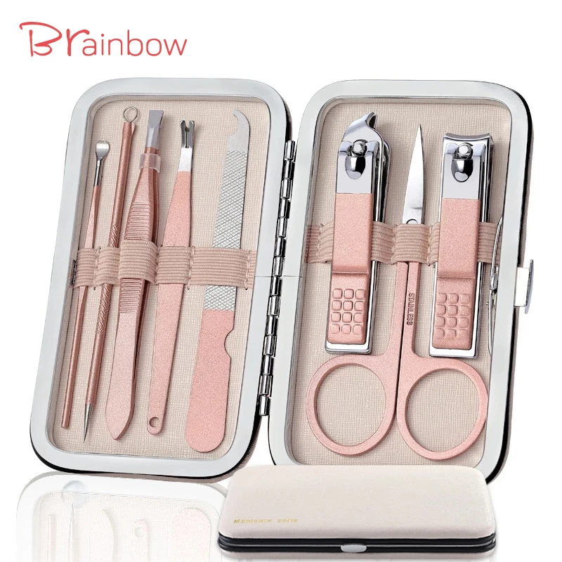 

Brainbow 8 шт./компл. инструменты для макияжа кусачки для ногтей набор из нержавеющей стали педикюрные ножницы пинцет для ушей маникюрный набор ...