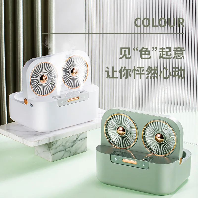 

Double-blade spray fan usb desktop air-conditioning fan portable water-cooled spray electric fan cooling and humidifying small f
