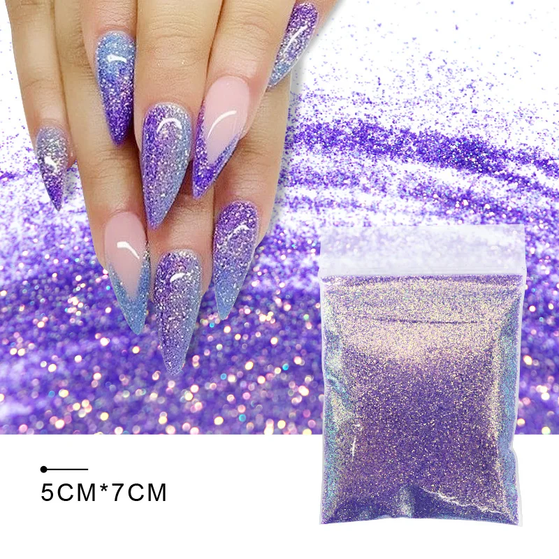 

5g Fairy Purple Laser Nail Art Glitter Powders Mix Rainbow Series Chrome Flakes Dust Nail Decorations DIY Manicure Accessories