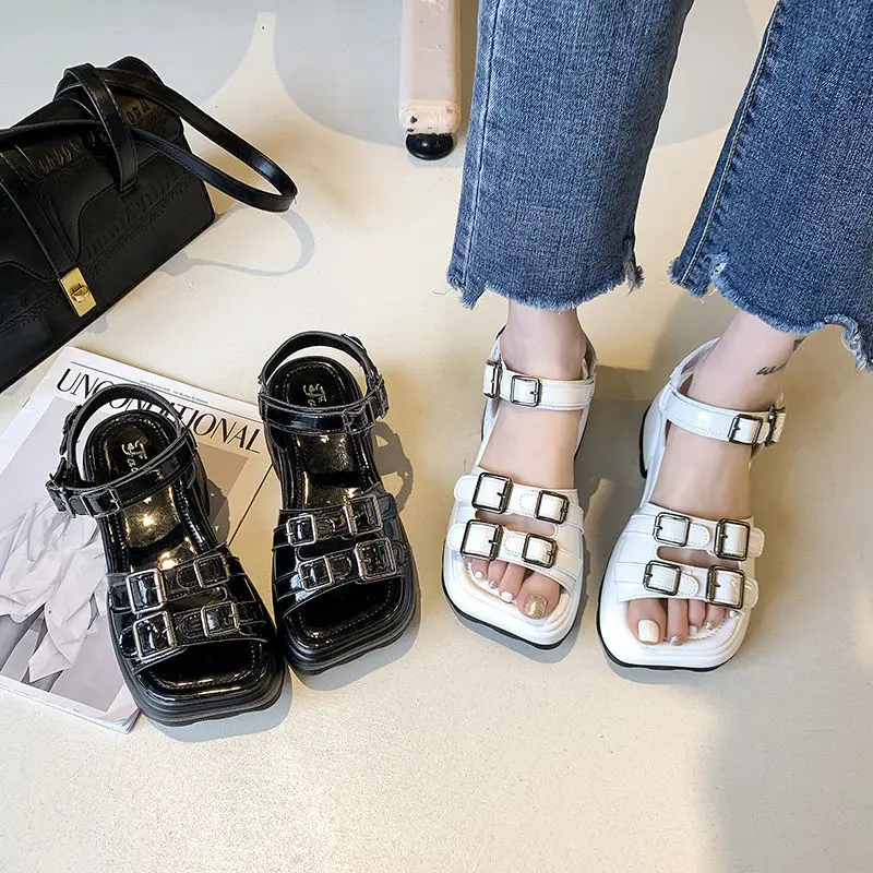 

2021Fashion Platform Sandales Heel Buckle Basic Women Shoes Female Women Sandals Fashion Summer Sandalias