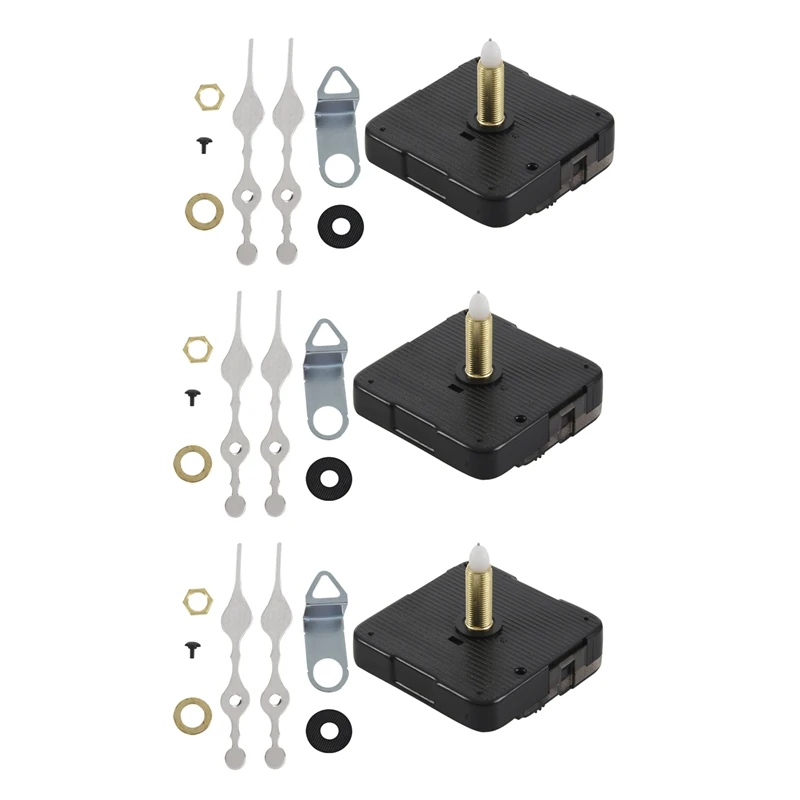 

3X Long Spindle Clock Mechanism Movement, 3/ 5 Inch Maximum Dial Thickness, 1-1/ 10 Inch Total Shaft Length