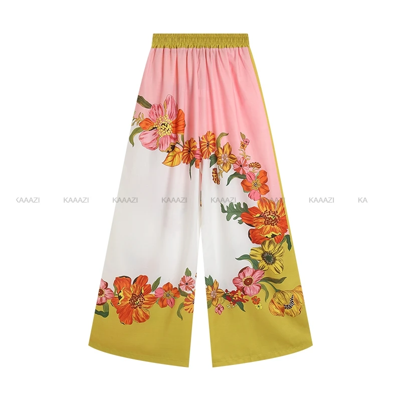 Повседневные женские модные брюки с цветочным принтом комплекты из 2 предметов