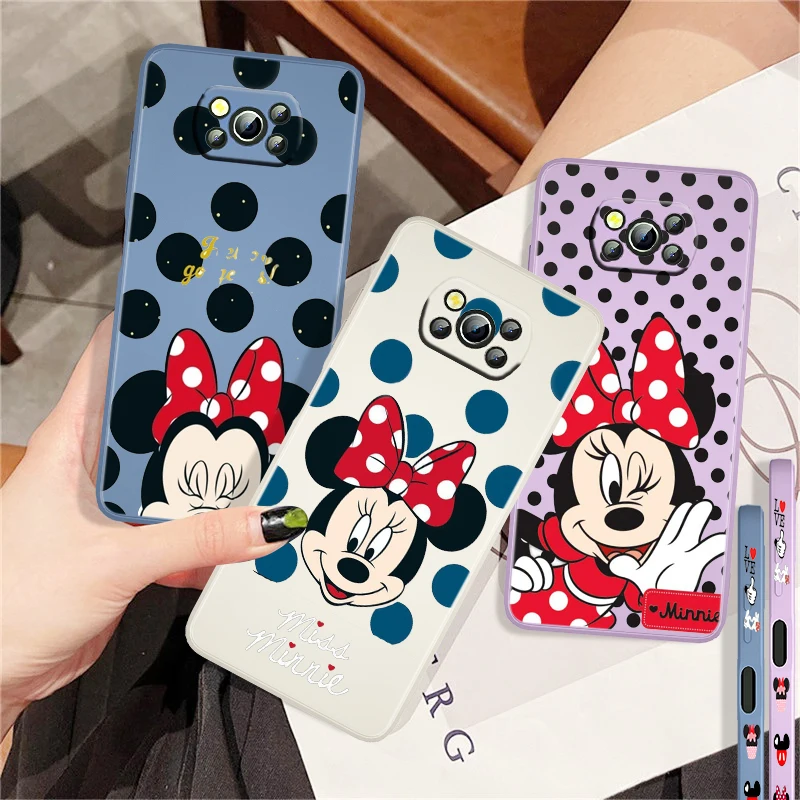 

Disney Minnie Cute Art For Xiaomi Mi Poco X3 NFC F3 GT X2 M4 M3 M2 Redmi Note 10S 10 9 9A Pro Phone Case Liquid Left Rope