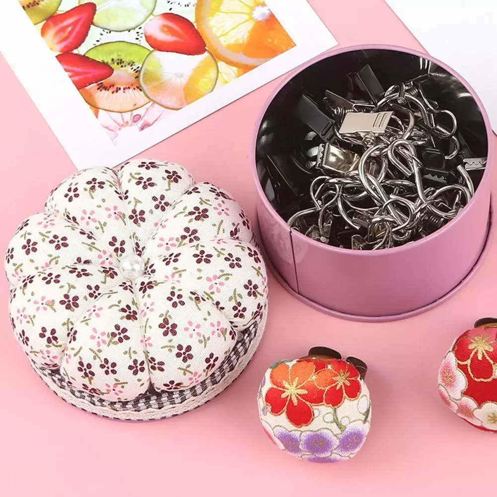 

NEW Cushion Box Soft Multi-use Fabric Creative Flower Pattern Pin Cushion Box for Home
