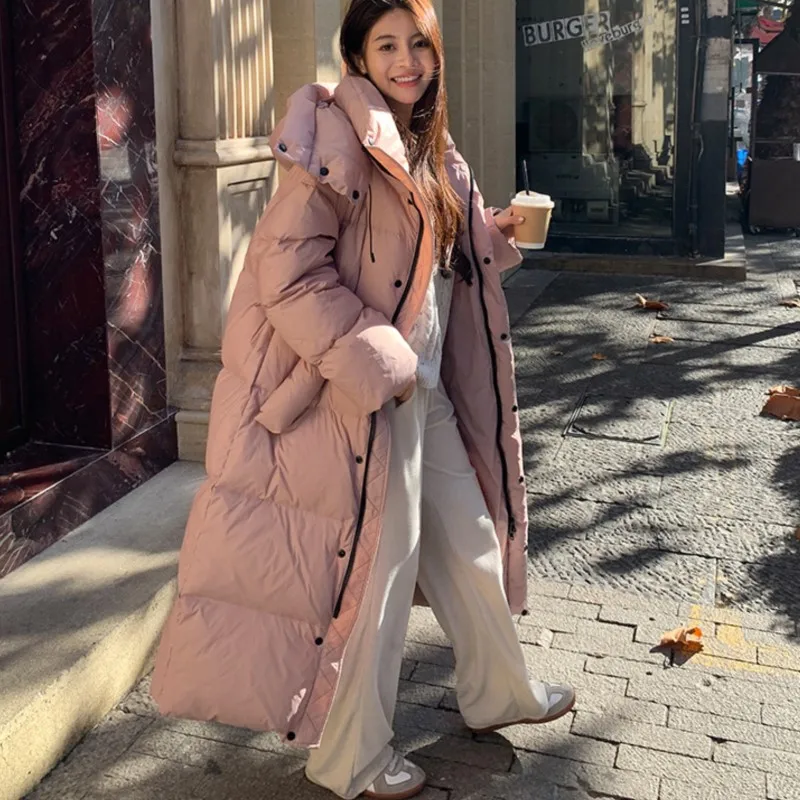 Johnature Winter New Hooded White Duck Down Long Warm Jacket 2024 Xin Korean Loose Thicken Women Coats