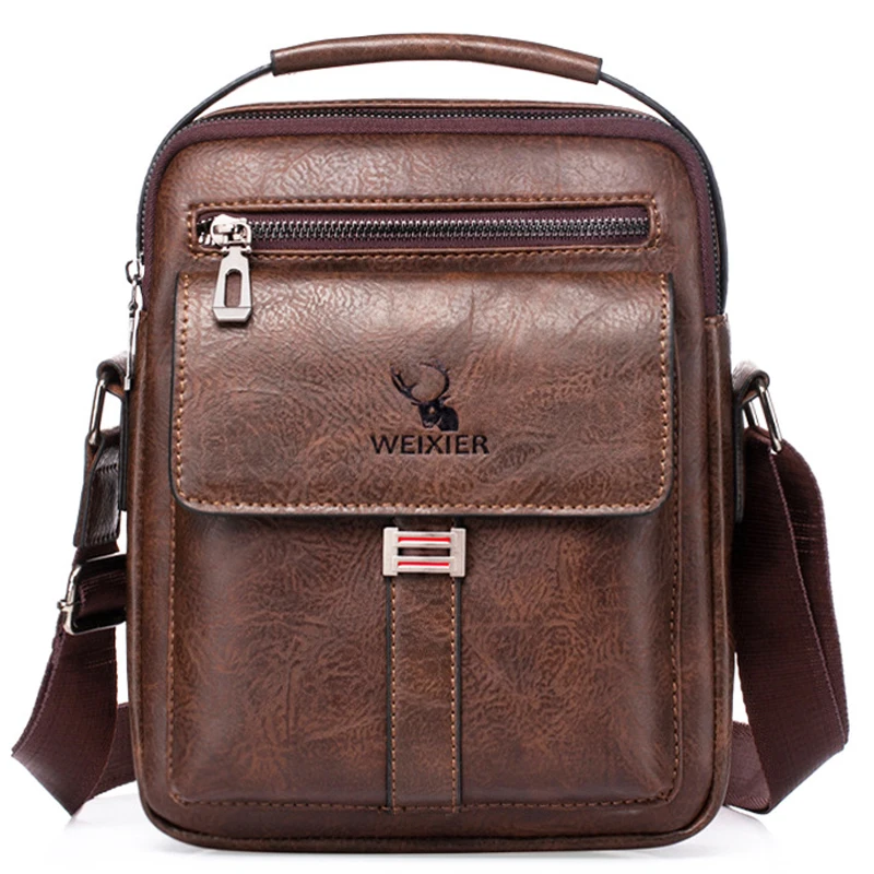 Men's PU Leather Business Fashion Anti-theft Shoulder Bags Waterproof Crossbody Sling Bag Handbag Travel Messenger Pack For Male