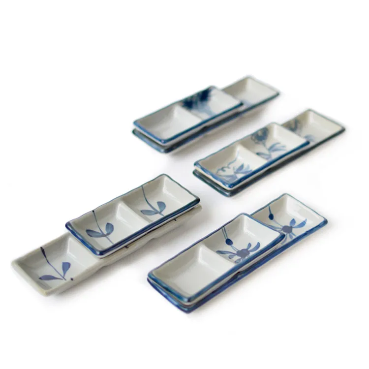 

1 PC Japanese-style Hand-painted Ceramic Small Sauce Dish Flavored Dip Mustard Chili Sauce Caster Two/Three Square