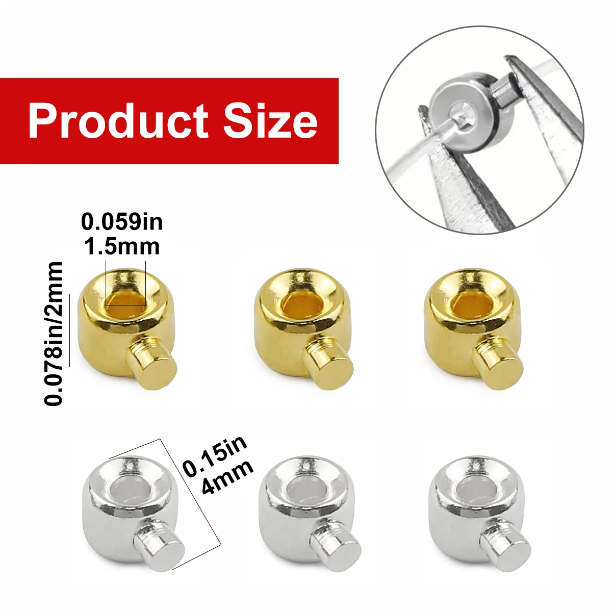 10 шт. металлические латунные обжимные бусины