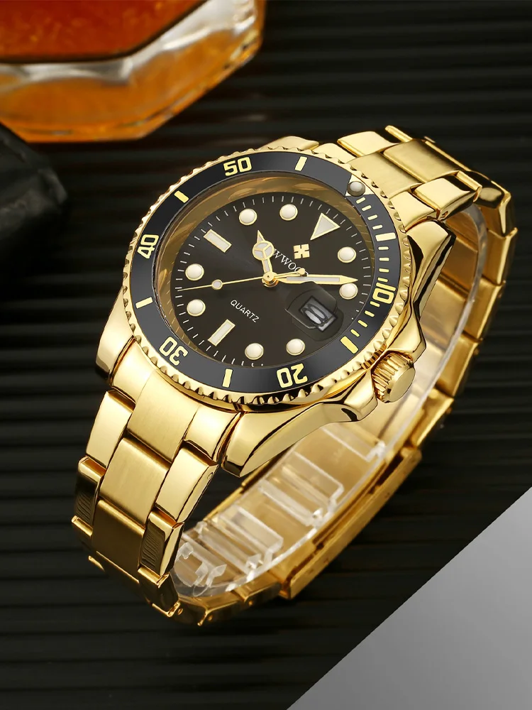 

WWOOR Casual Watch For MenTop Brand Black Gold Luxury Luminous Military Watch Man Clock Fashion Calendar Wristwatch Montre Homme