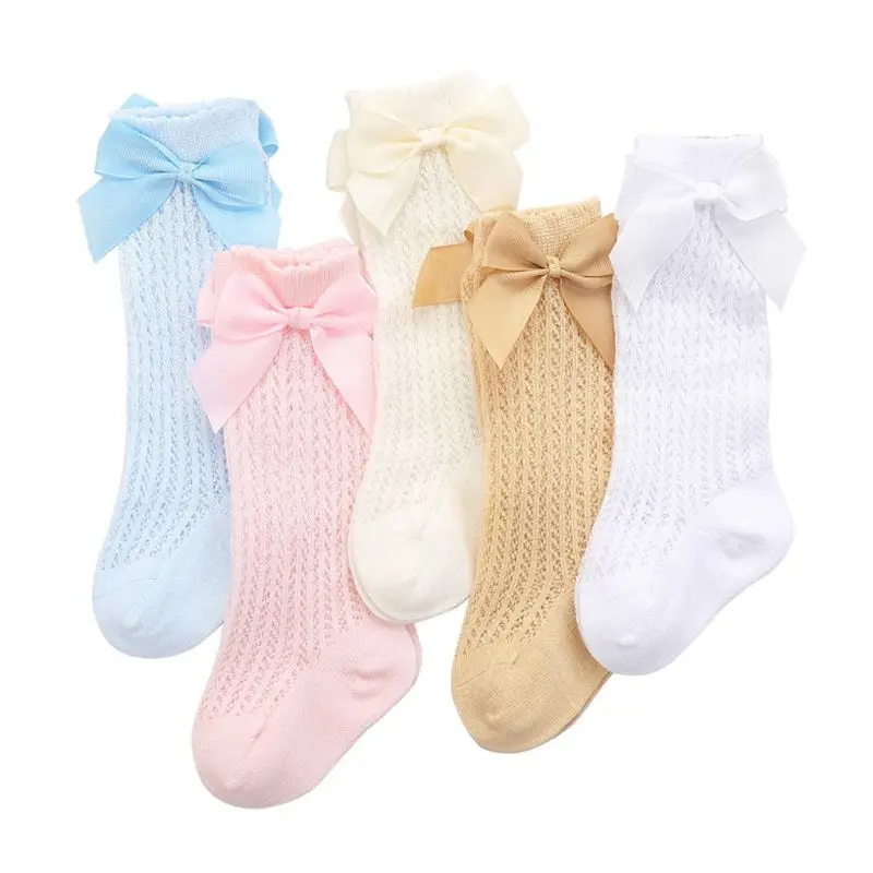 

2020 New Cute Bowknot Baby Socks Cotton Bows Baby Girls Knee Socks Spring Summer Mesh Kids Infant Toddler Knee High Socks 0-2Y