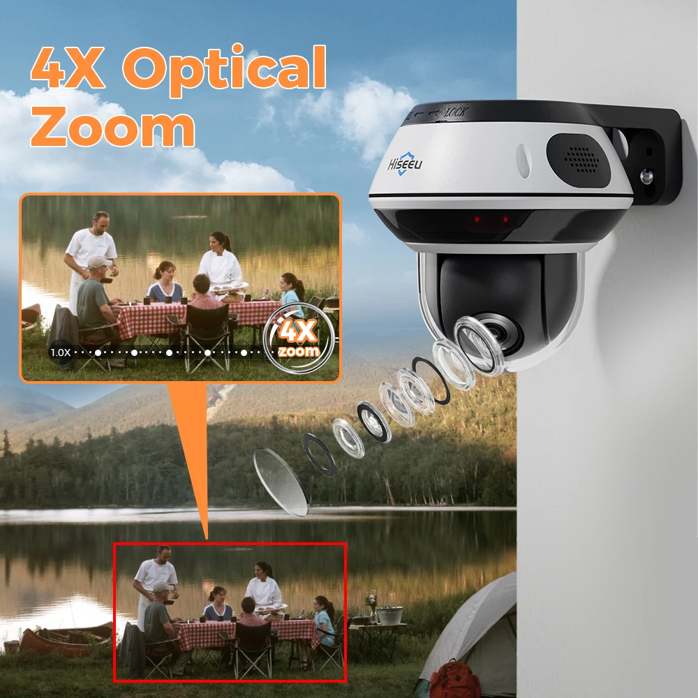 Hiseeu 6MP POE PTZ IP камера H.265 водонепроницаемая Полноцветное ночное видение