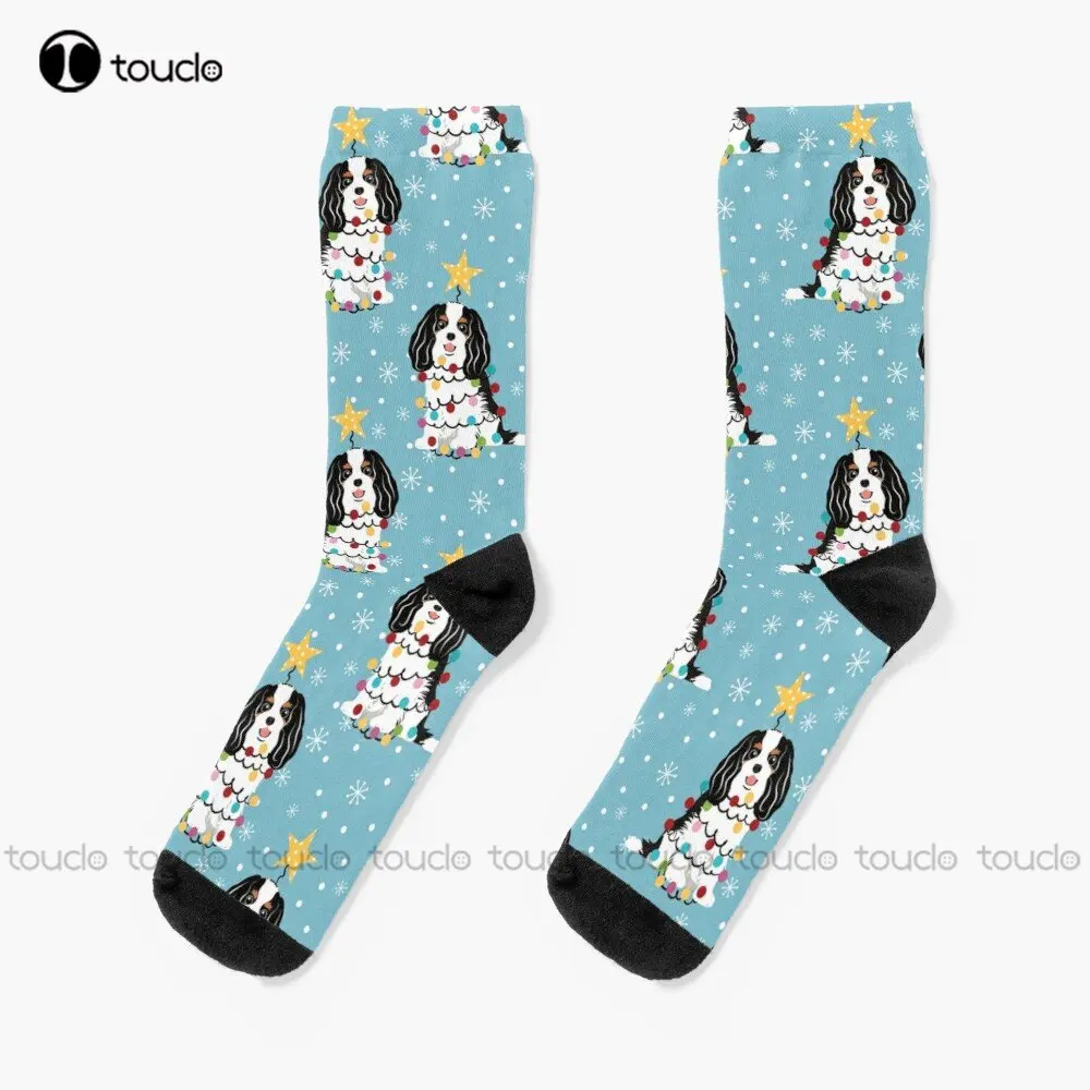 

Tri Color Cavalier King Charles Spaniel Christmas Tree Socks Men'S Slipper Socks 360° Digital Print Custom Gift Streetwear