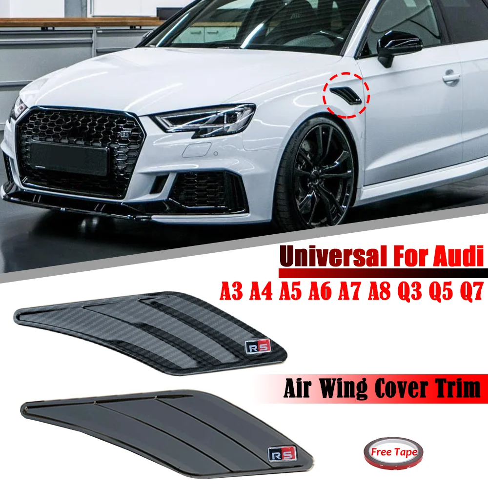 

Car Side Fender Vent Cover Fender Decoration Side Wing Air Vent Intake Cover Trim For Audi A1 A3 8P A4 B8 B6 A5 A6 C6 A7 Q5 Q7