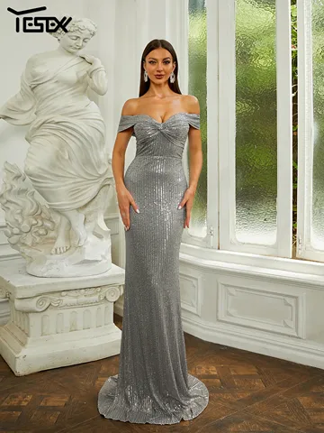 Yesexy летнее женское платье 2023 модное шикарное элегантное платье с блестками длиной до пола