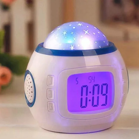 

Music Starry Sky Clock Creative Natural Sound Alarm Clock Colorful Atmosphere Projection Clock Lazy Sleepy Electronic Clock