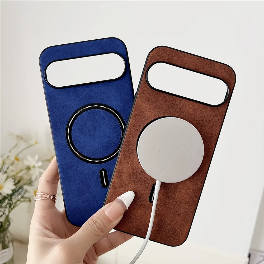 Кожаный чехол с беспроводной зарядкой для Google Pixel 9 8A 7A 8 7 Pro XL матовый магнитный