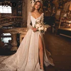 Женское свадебное платье MACDUGAL, простое Тюлевое пляжвечерние платье с глубоким V-образным вырезом и длинными рукавами, 2022