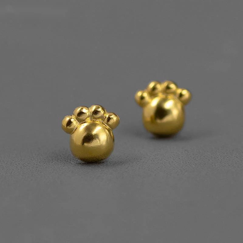 

925 Sterling Silver Cat Dog Paw Stud Earrings For Women Girls Jewelry