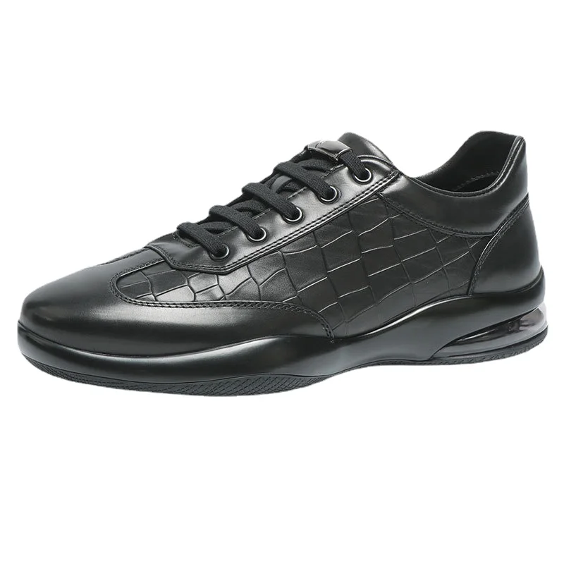

European Genuine Leather Casual Men's Shoes New British Style Woven Design Cowhide Premium Comfortable Cushioned Sole Shoes Man