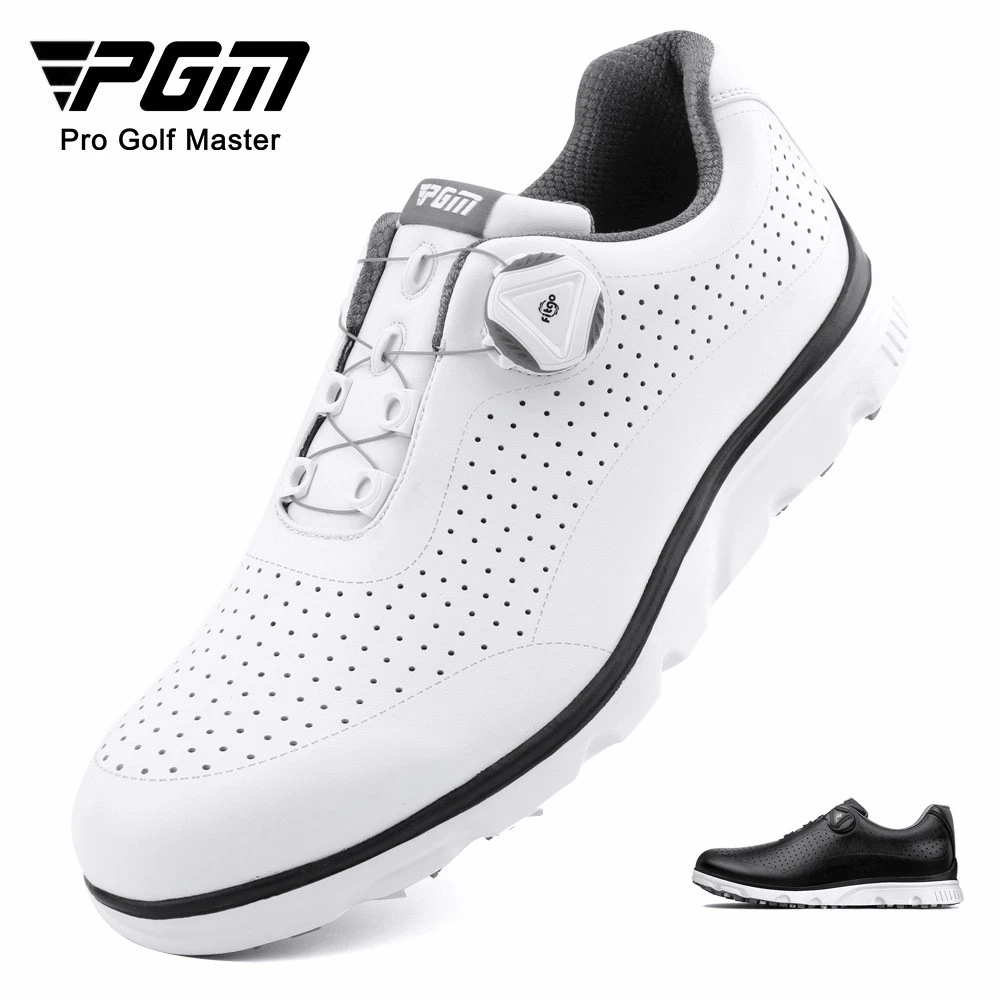 PGM Men Golf Shoes Ultra soft IP Midsole Anti Sideslip Cleats Water proof Breathable Quick Lacing Golf Casual Sneakers Shoes