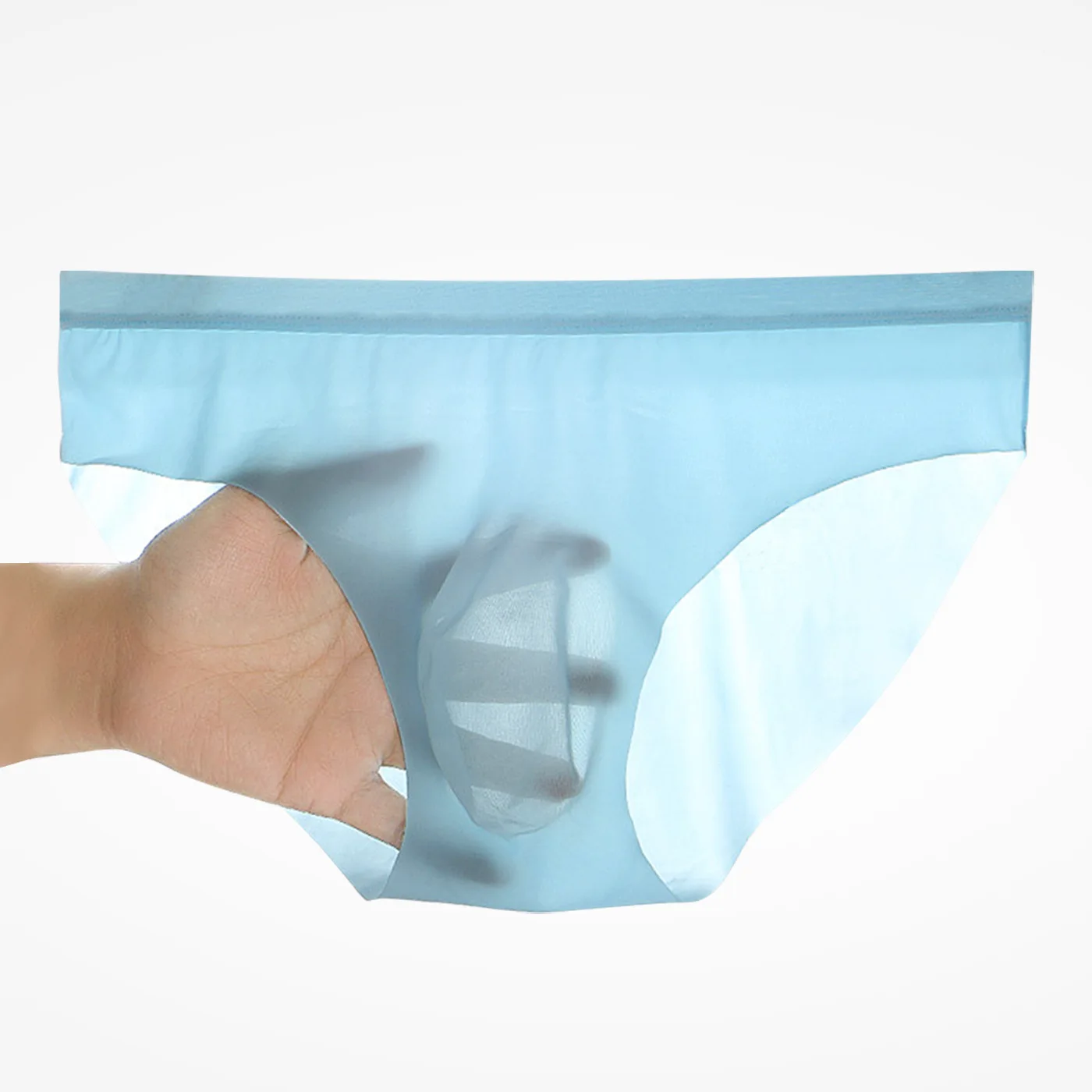 

Men Ice Silk Seamless Underwear Briefs Solid Ultra-Thin Breathable Panties Male Sexy Bulge Pouch Underpants Transparent Undies