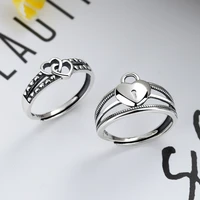 original 925 sterling silver womens heart ring japanese korean style open adjustment couple wedding finger rings jewelry 2022