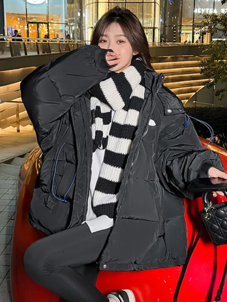 Klein Blue Winter Down Cotton Women's Jacket Loose Mid-Length Cotton Coat Oversized Quilted Warm Overcoat Female Parka Coat