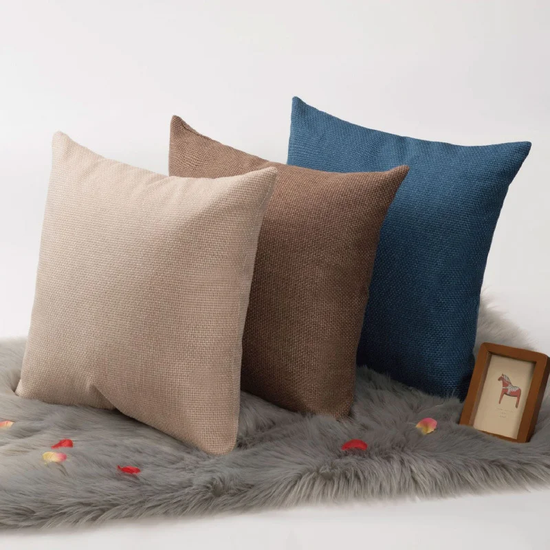 

New Simple Linen Pillow Cover Throw Pillow Cover Thickened Solid Square Pillow Bedroom Headrest Cushion Living Room Sofa Cushion