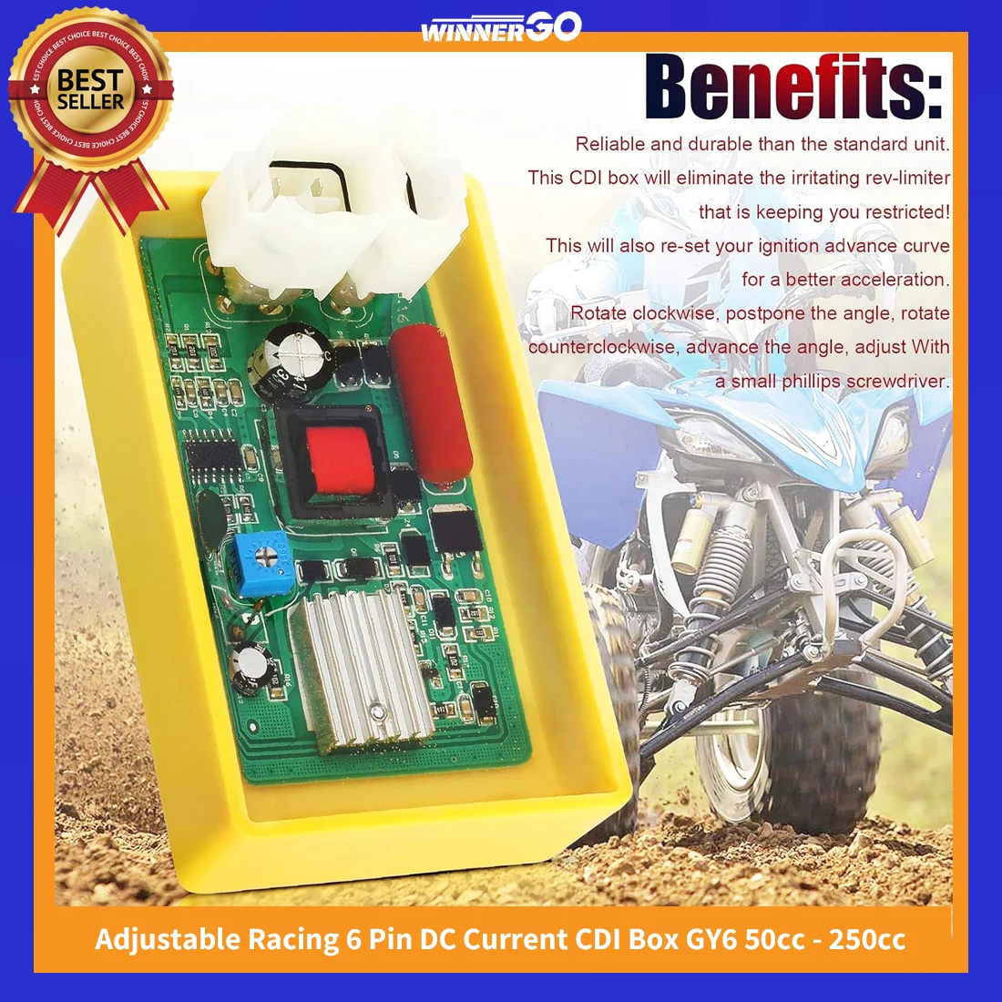 

Регулируемый гоночный 6-контактный постоянный ток CDI Box GY6 50cc - 250cc Скутер ATV Go Kart Sento 50 Dune Buggy Pit Dirt Bike Kymco Agility