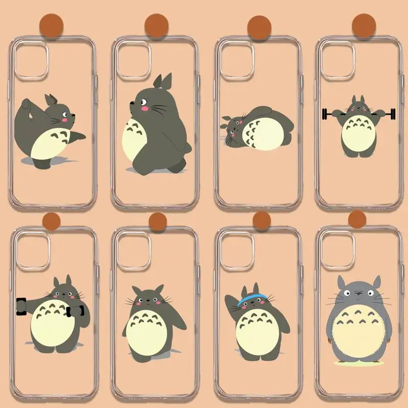 Милый прозрачный мягкий чехол для телефона totoro sprite away из аниме iphone 12 11 13 7 8 6 s plus x xs