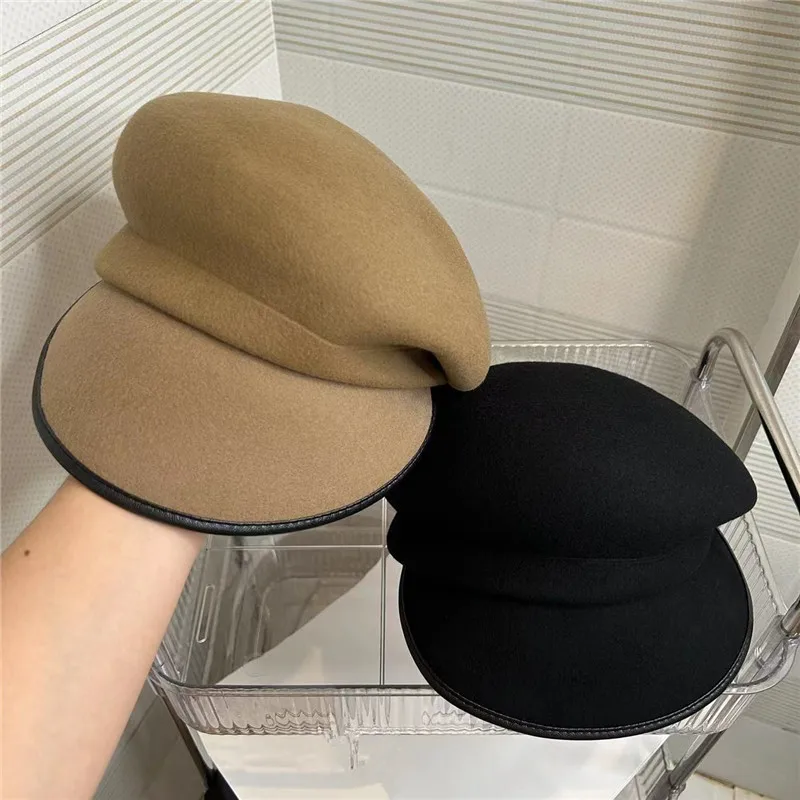 

202309-YY new dropshipping winter wool solid fold leisure lady Octagonal hat men women visors cap