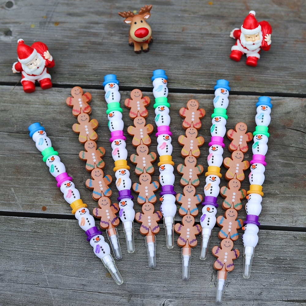 9pcs Cute Christmas Snowman Gingersnap Block Pencils Students Drawing Writing Pens School Stationery Pencil Office Supplies