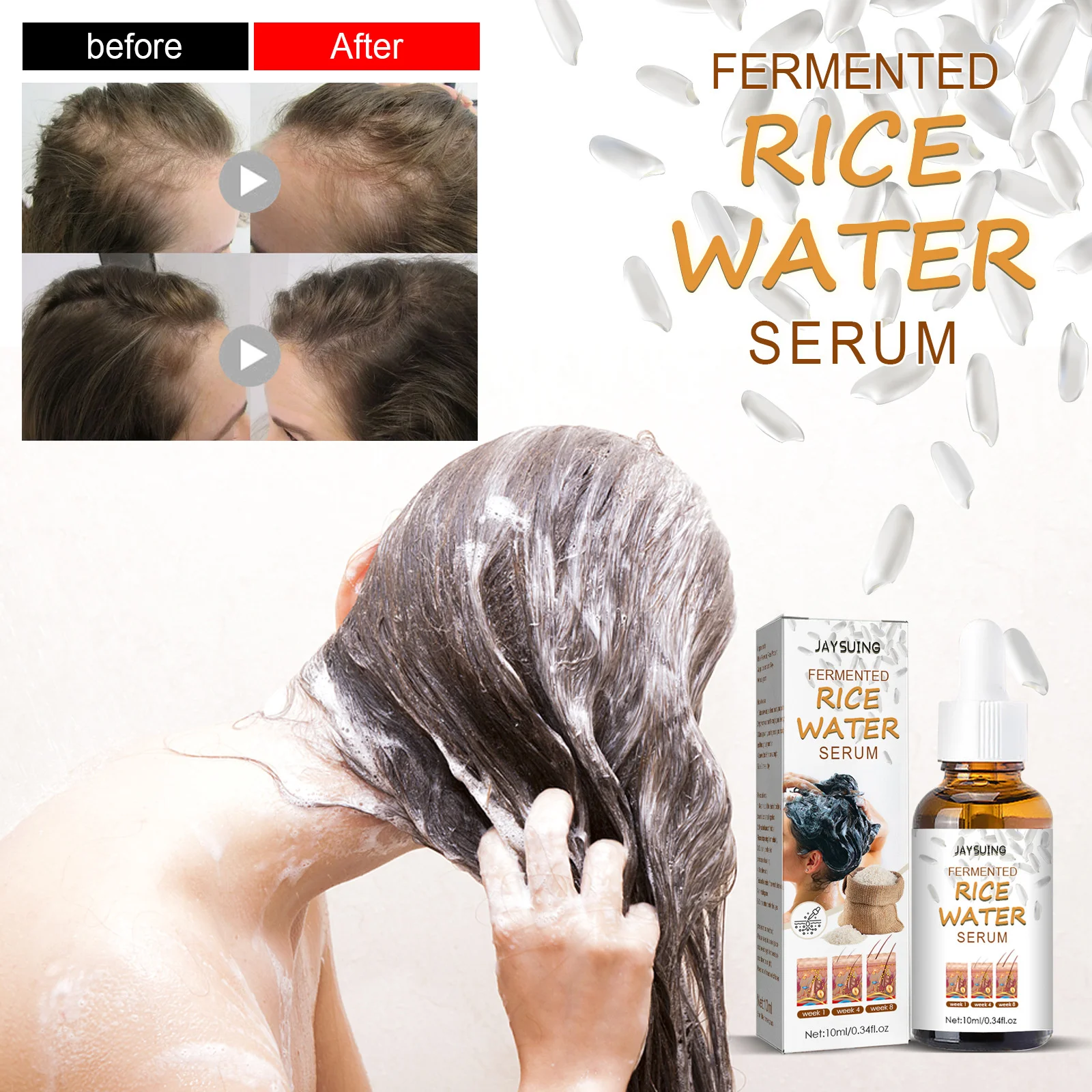 

Hair Growth Serum Essential Oil Anti Hair Loss Fast Growing Fermented Rice Water Repair Nourishing Dry Damaged Hair Scalp Care