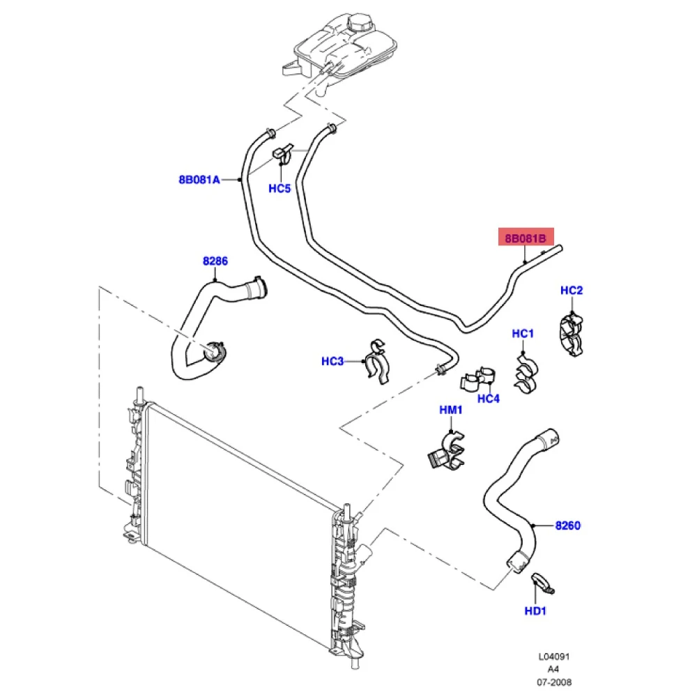 3M5H8C012KK Труба расширительного бачка Шланг для воды радиатора длинный Ford focus mk2
