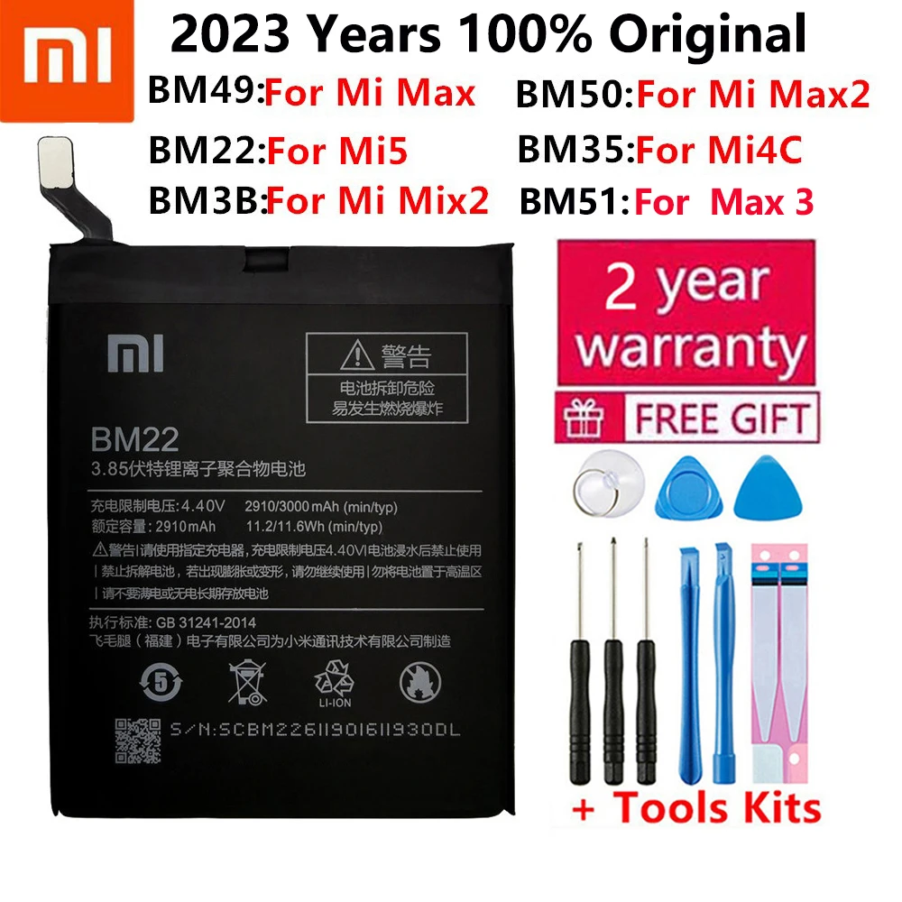 

BM35 BM36 BM22 BM45 BM46 Battery For Xiao Mi Mi5 5S 4C Redmi Note 2 3 Pro Replacement Phone Bateria High Capacity + Free Tools