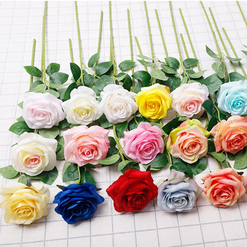 

1pc Beautiful Silk Artificial Rose Flowers Wedding Home Table Decor Long Bouquet Arrange Fake Plant Valentine's Day Presents