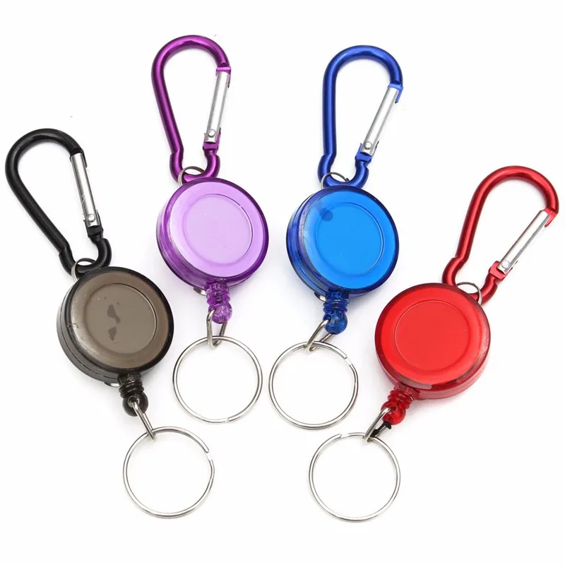 Colorful Badge Reel Retractable Easy Pull Key Holder Key Chain Ring Organizer Work Badge Card Clip School Office Home Supplies