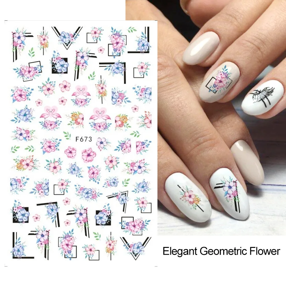 

1PC Nail Sticker Cherry Blossoms Love Flower/3D Butterfly Nail Art Decals Transfer Сharms Nail Wraps 3d Flower/Leaf Nail Slider