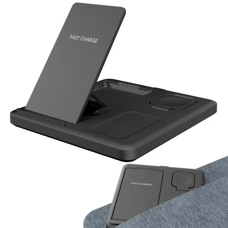 

Wireless Charging Station Foldable 3 In 1 Fast Charger Charging Stand Pad For Mobile Phone Smart Watches Earphones Headphones