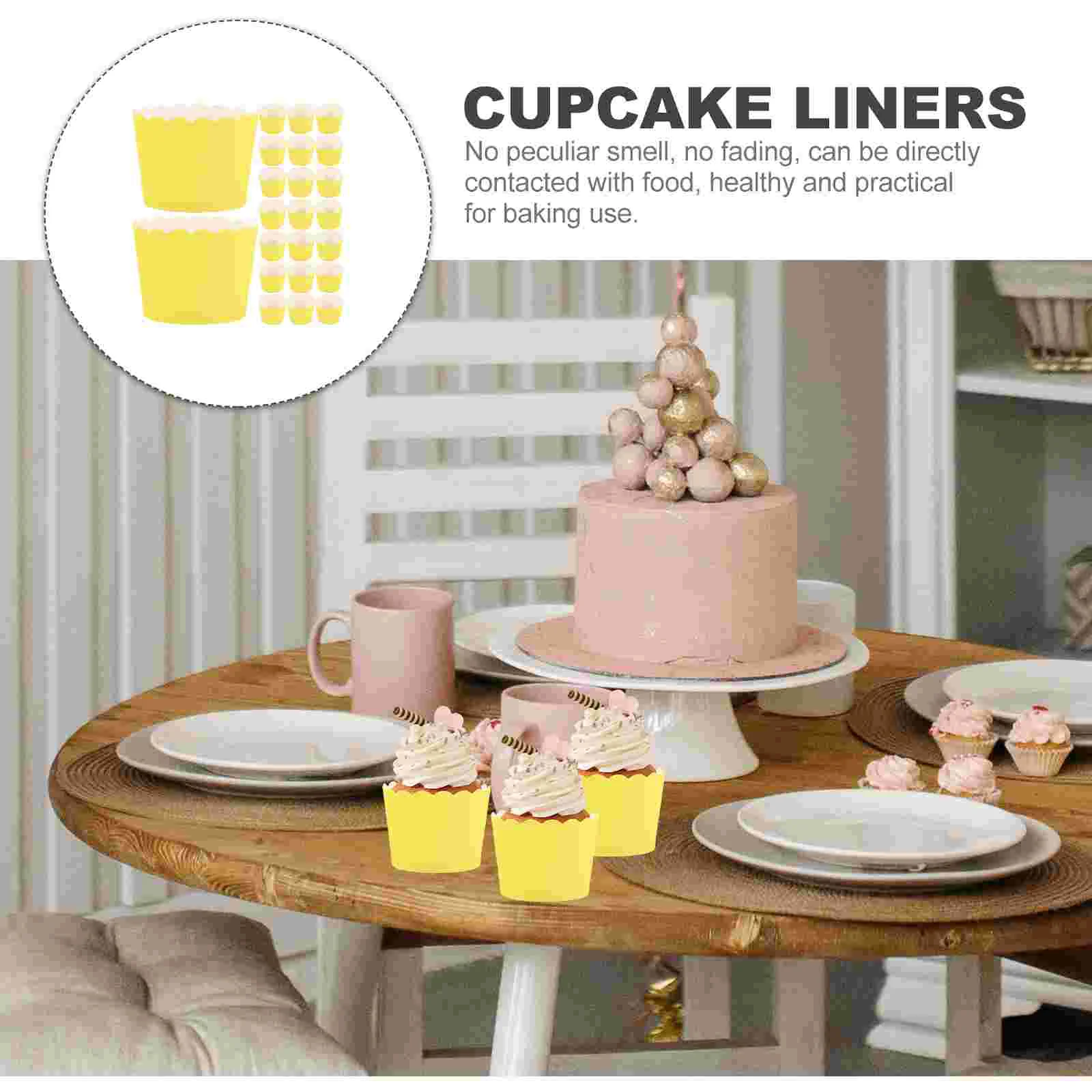 50 шт. желтые веерообразные чашки для выпечки вкладыши кексов коробок милые