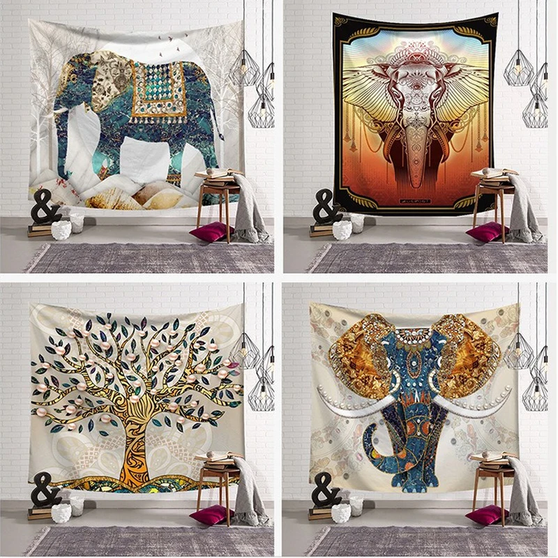 

Цветной гобелен в виде слона, украшение для дома, подвесная ткань для гостиной и спальни, фоновая ткань для стен, ткань с рисунком 95x73 см