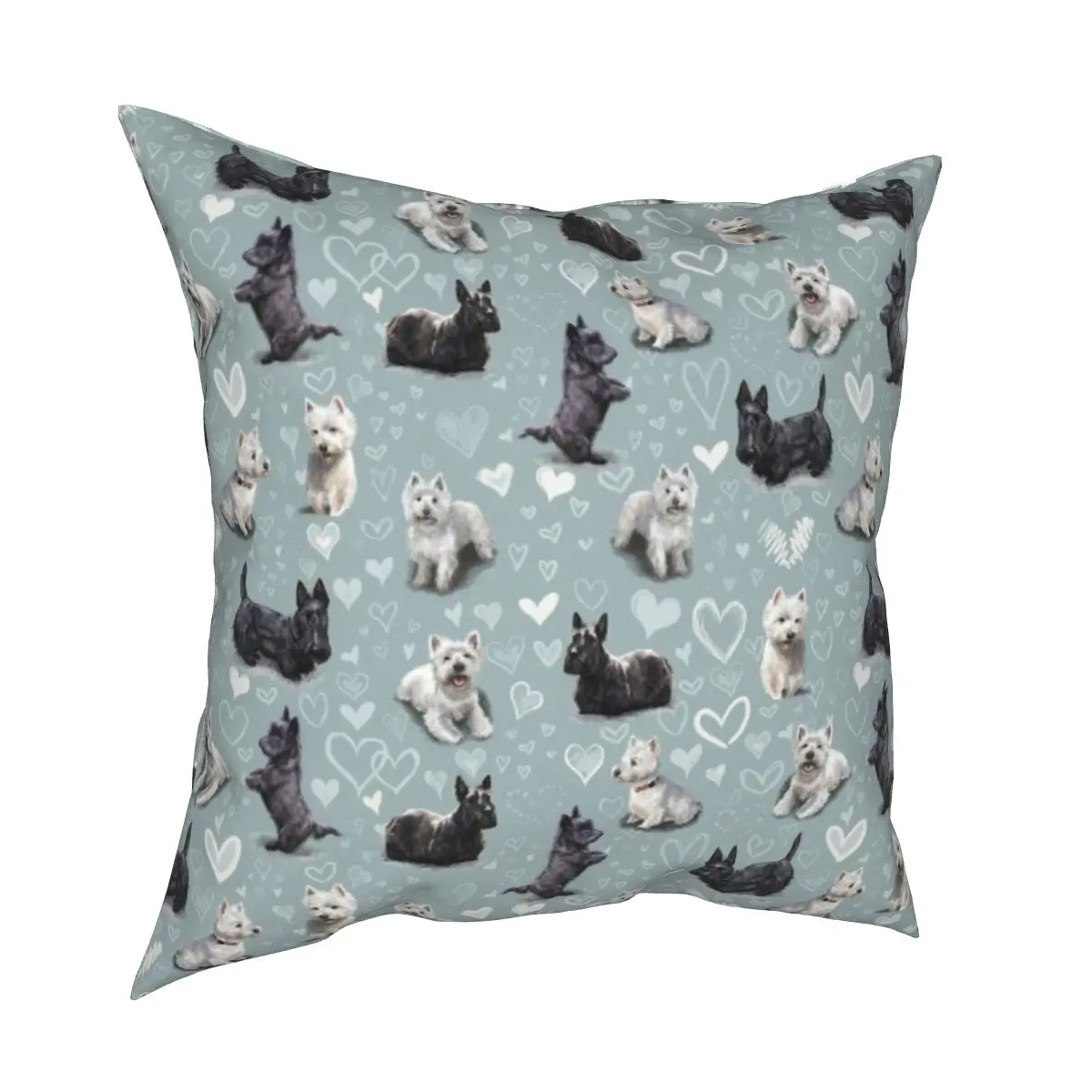 

Westies Scottie Dogs Pillowcase Polyester Cushion Cover Decorations West Highland Dog Cute Puppy Pillow Case Cover for Home