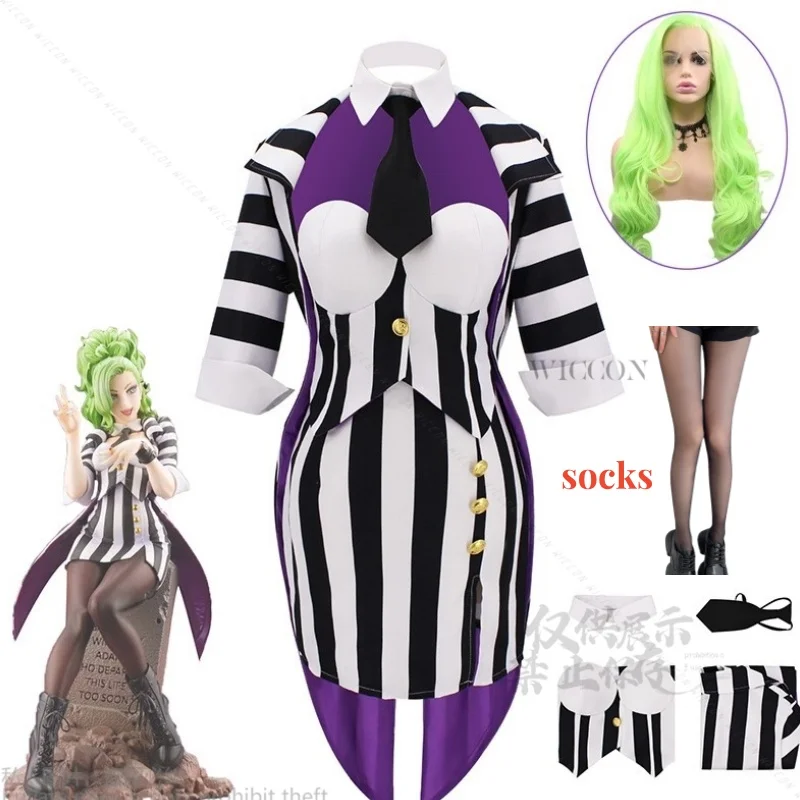 Костюм для косплея Beeetle Michael Keaton черно-белая полосатая форма женский свадебный