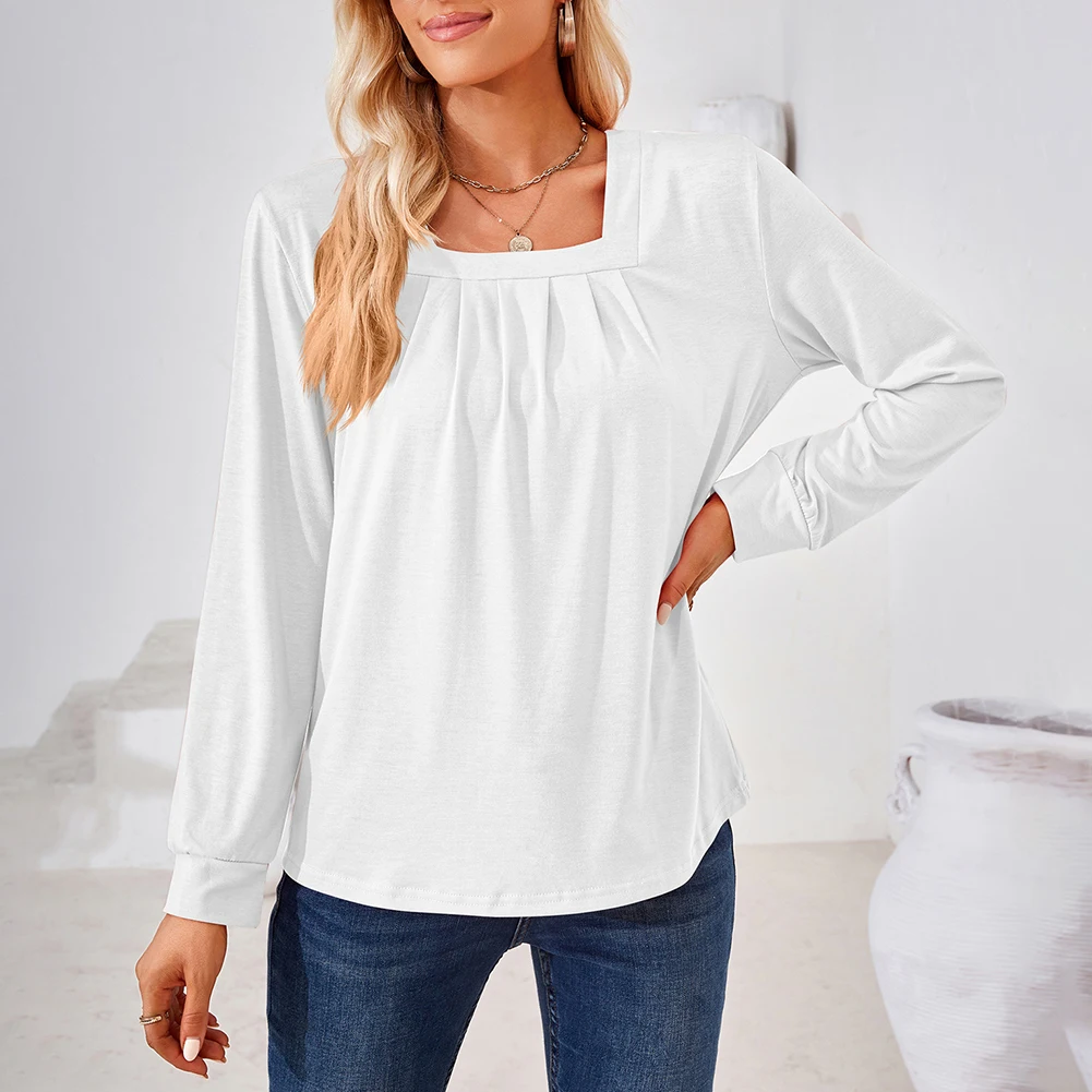 

Female T Shirt Women Cloth Daily Office Spring 30%Polyester+65%Rayon+5%Spandex Slight Stretch Sexy Vacation Sutumn