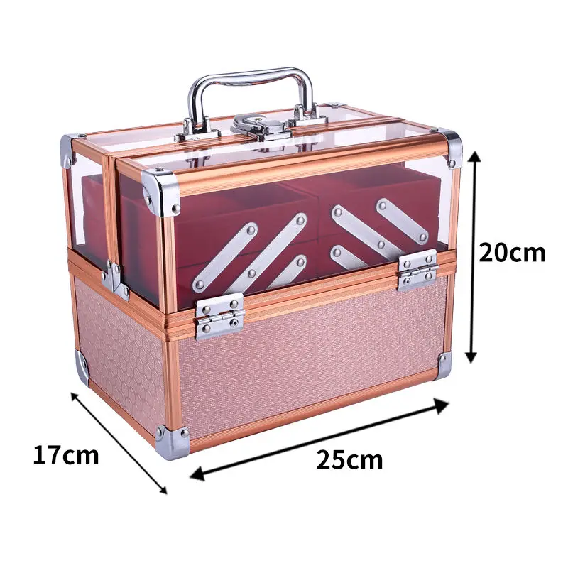 

New Transparent Makeup Box Artist Professional Beauty Cosmetic Case Make Up Bag Tattoo Nail Multilayer Toolbox Storage Organizer