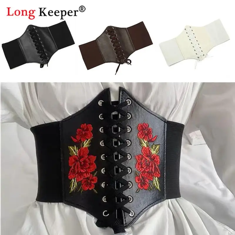 

Corset Wide Waist Belt PU Lady Stretch Buckle Corset Slimming Body Waistband For Women Elastic Leather Tie Bowknot Female Girdle